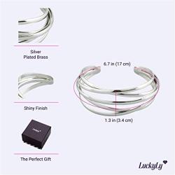 LuckyLy Bangle Marvelous Open Cuff Style Bracelet For Women, Silver and Gold, One Size Fits All
