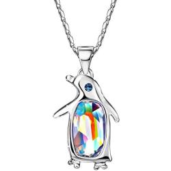 NEOGLORY Jewelry Crystal Penguin Birthstone Pendant Necklace 2 Colors Embellished with Crystals from Swarovski