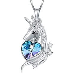 TOUPOP [Horse/Giraffe/Unicorn] Necklace s925 Sterling Silver Pendant Necklace Jewelry with Heart Crystal, Birthday Christmas Valentines Day Mother’s day Gifts for her Mom Women Teen Girls Animal Lovers