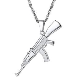 PROSTEEL Punk Rock Necklace,M16A4 Rifle Shape Pendant & Chain，Cool Men Jewelry,Gift for Him