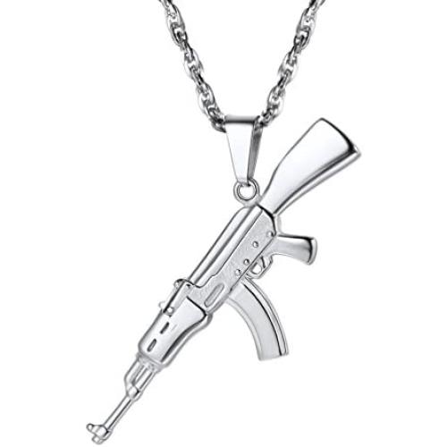 PROSTEEL Punk Rock Necklace,M16A4 Rifle Shape Pendant & Chain，Cool Men Jewelry,Gift for Him