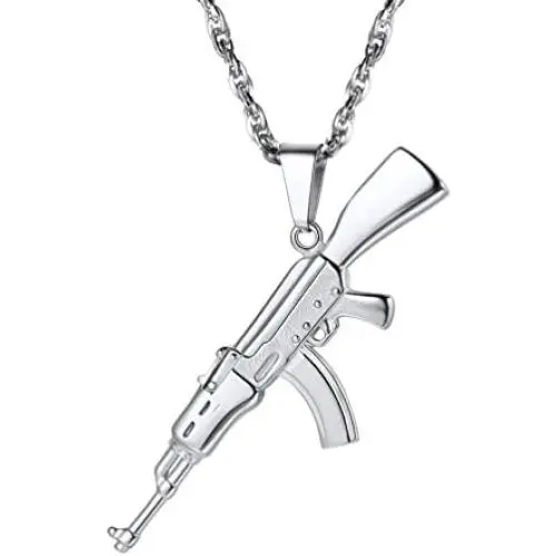PROSTEEL Punk Rock Necklace,M16A4 Rifle Shape Pendant & Chain，Cool Men Jewelry,Gift for Him
