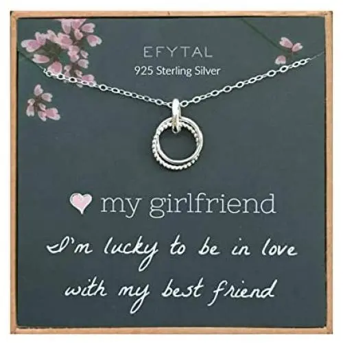 EFYTAL Girlfriend Gifts, Girlfriend Birthday Gift Ideas For Her, Romantic Sterling Silver 925 Studded Ring Interlocking Circles Necklace Jewelry for Women, Cute Anniversary / Valentines Day Present EFYTAL Girlfriend Gifts, Girlfriend Birthday Gift Ideas For Her, Romantic Sterling Silver 925 Studded Ring Interlocking Circles Necklace Jewelry for Women, Cute Anniversary / Valentines Day Present