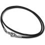 Black Leather Necklace Cord (2mm) with Stainless Steel Clasps (14 - 30 Inch)