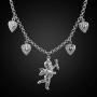 Tiande Angel Cupid Chain Necklace Steel Stainless Angel Baby Wing Love Heart Bell Clavicle Choker Necklace for Women Girls Men Boys