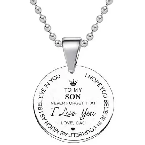 malyunin Inspirational Gifts Necklace to Son Daughter Gift from Mom Dad Never Forget That I Love You Family Jewelry Graduation Gifts