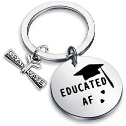 SEIRAA Educated AF Graduation Keychain College Grad Gift Master Degree Gift for Students Grad School Gift