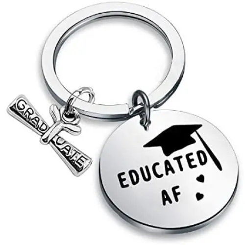SEIRAA Educated AF Graduation Keychain College Grad Gift Master Degree Gift for Students Grad School Gift SEIRAA Educated AF Graduation Keychain College Grad Gift Master Degree Gift for Students Grad School Gift