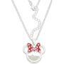Disney Birthstone Women and Girls Jewelry Minnie Mouse Silver Plated Shaker Pendant Necklace, 18+2'' Extender