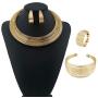 Fld Bib Choker Statement Multiple Strands Necklaces Women Cuff Open Hoop Bracelet Bangle Stud Earrings Ring Collar African Chunky Costume African Jewelry Set