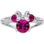 Disney Minnie Mouse Girls Jewelry, Silver Plated Crystal Head Ring, Size 4