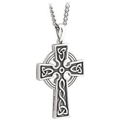 Men’s Silver Celtic Cross Pendant Double Sided 20 Inches Chain Made in Ireland