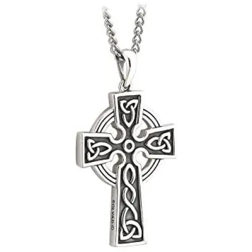 Men’s Silver Celtic Cross Pendant Double Sided 20 Inches Chain Made in Ireland Men’s Silver Celtic Cross Pendant Double Sided 20 Inches Chain Made in Ireland
