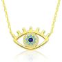 Evil Eye Necklace with 925 Sterling Silver Inside Rose Gold White Gold 14K Gold Plated Good Luck Pendant Necklace Cute Blue Sparkling CZ Cubic Zirconia Jewelry Gift for Woman Girls