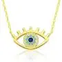 Evil Eye Necklace with 925 Sterling Silver Inside Rose Gold White Gold 14K Gold Plated Good Luck Pendant Necklace Cute Blue Sparkling CZ Cubic Zirconia Jewelry Gift for Woman Girls