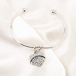 Diabetic Awareness Bracelet Diabetic Alert Charm Crystal Heart Bracelet Medical Alert Jewelry For Women