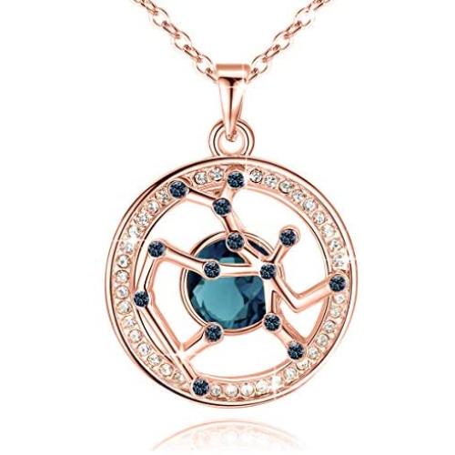 Leafael ''Superstar Zodiac Constellation Pendant Necklace Made with Premium Crystal Horoscope Jewelry, Gold or Rose Gold Plated, 18''+ 2''