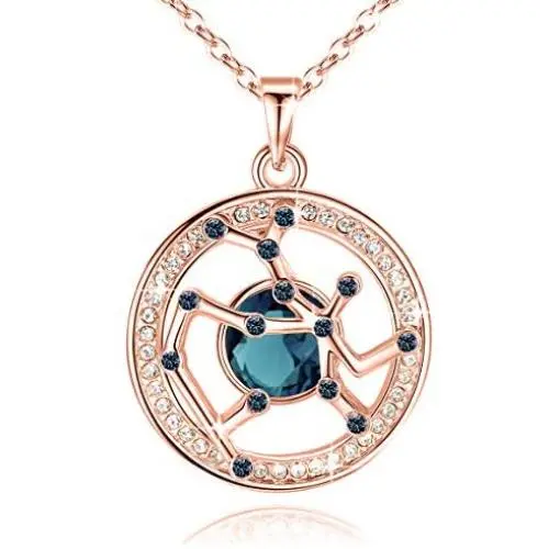 Leafael ''Superstar Zodiac Constellation Pendant Necklace Made with Premium Crystal Horoscope Jewelry, Gold or Rose Gold Plated, 18''+ 2'' Leafael ''Superstar Zodiac Constellation Pendant Necklace Made with Premium Crystal Horoscope Jewelry, Gold or Rose Gold Plated, 18''+ 2''