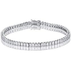 SHKA 925 Sterling Silver Square Cut Tennis Bracelet 18K Women’s Bracelet CZ Bracelets with Sparking Cubic Zirconia