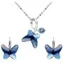 EleQueen 925 Sterling Silver Butterfly Bridal Necklace Leverback Earrings Set Denim Blue Made with Crystals EleQueen 925 Sterling Silver Butterfly Bridal Necklace Leverback Earrings Set Denim Blue Made with Crystals