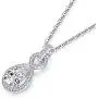 AINUOSHI Platinum Plating CZ Bridal Pear Shaped Teardrop Halo Pendant Necklace