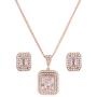 Miss Rabbit Elegant Women Wedding CZ Jewelry Set with Square Crystal Earrings & Necklace, Good for Gifts and Every Day Wear