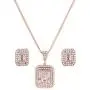 Miss Rabbit Elegant Women Wedding CZ Jewelry Set with Square Crystal Earrings & Necklace, Good for Gifts and Every Day Wear Miss Rabbit Elegant Women Wedding CZ Jewelry Set with Square Crystal Earrings & Necklace, Good for Gifts and Every Day Wear