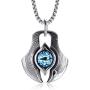 MPRAINBOW Mens Stainless Steel Greek Blue Dragon Evil Eye Axe Casting Dog Tag Pendant Amulet Necklace