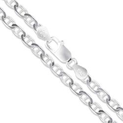 CHOOSE YOUR WIDTH Sterling Silver Flat Mariner Chain Solid 925 Italy Link Womens Mens Necklace