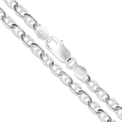 CHOOSE YOUR WIDTH Sterling Silver Flat Mariner Chain Solid 925 Italy Link Womens Mens Necklace CHOOSE YOUR WIDTH Sterling Silver Flat Mariner Chain Solid 925 Italy Link Womens Mens Necklace