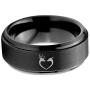 Hunter Celtic Spiritual Deer Antler Heart Ring - Tungsten Band 8mm - Men - Women - 18k Rose Gold Step Bevel Edge - Yellow - Grey - Blue - Black - Brushed - Polished - Wedding - Gift Dome Flat Cut