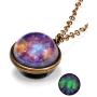 XUN Zhe Fashion Universe Galaxy Nebula Space Cosmos Glass Ball Pendant Necklace Nebula Double Sided Pendant Outer Space Necklace Jewelry for Women Teen Girls