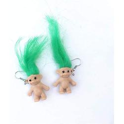 Handmade Ugly Doll Earrings Resin Cool Nostalgic Colorful Hair Babies Pendant Dangle Earring Funny Crazy Cartoons Baby Drop Earrings for Women Girl Punk Exaggerated Creative Jewelry