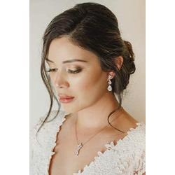 SWEETV Teardrop Wedding Bridal Jewelry Set for Brides Bridesmaid, Crystal Pendant Necklace Drop Dangle Earrings Set for Women