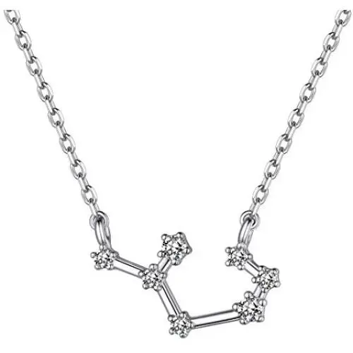 ChicSilver 925 Sterling Silver CZ Astrology 12 Constellation Horoscope Zodiac Necklace Birthday Gift,16-18 inch(with Gift Box)