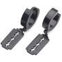 Xusamss Punk Jewelry Body Piercing Stainless Steel Huggie Hoop Earrings Blade Drop Dangle Earrings