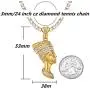 ROWIN&CO Hip Hop Iced Out Bling CZ Diamond Gold Silver Vivid Egyptian Queen Nefertiti Charm Pendant Personalized Jewelry CZ Tennis Choker Chain Necklace