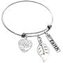 Uloveido Mustard Seed Faith Tree Bangle Bracelet, Stainless Steel, with Glass Charm Bottle Case Y757