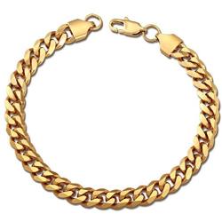 PY BLING 14K/18K Golden Plated Solid Curb Miami Cuban Link Chain Stainless Steel 4mm-8mm Diamond Cut Necklace or Bracelet for Men and Women 7-30 Inches (18k-8mm,8)