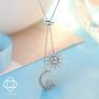 Swarovski Crystal 18K Gold Plated Moon and Stars Retro Pendant Necklaces 925 Sterling Silver Birthstone Pendant Necklaces for Women with 5A Cubic Zirconia Jewelry Happy Mothers Day Gift for Women
