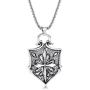 FIBO STEEL Vintage Cross Pendant Necklaces Punk Accent Shield Ring Ankh Cross Necklace for Men Women Stainless Steel Rolo Chain Mens Crucifix Necklace Jewelry Gift