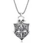 FIBO STEEL Vintage Cross Pendant Necklaces Punk Accent Shield Ring Ankh Cross Necklace for Men Women Stainless Steel Rolo Chain Mens Crucifix Necklace Jewelry Gift
