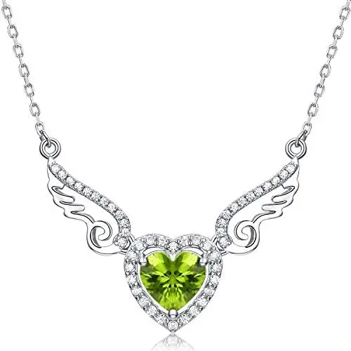 HXZZ Fine Jewelry Women Gifts 925 Sterling Silver Natural Gemstone Swiss Blue Topaz Amethyst Peridot Love Heart Angel Wings Pendant Necklace HXZZ Fine Jewelry Women Gifts 925 Sterling Silver Natural Gemstone Swiss Blue Topaz Amethyst Peridot Love Heart Angel Wings Pendant Necklace