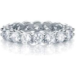 GEMSME 18K White Gold Filled Cubic Zirconia Eternity Band Ring for Women