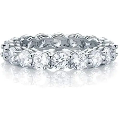 GEMSME 18K White Gold Filled Cubic Zirconia Eternity Band Ring for Women GEMSME 18K White Gold Filled Cubic Zirconia Eternity Band Ring for Women