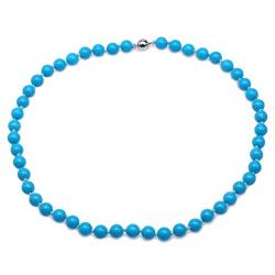JYXJEWELRY Single Strand Turquoise Jewelry 8.5mm Round Blue Turquoise Necklace 18''