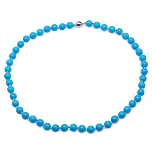 JYXJEWELRY Single Strand Turquoise Jewelry 8.5mm Round Blue Turquoise Necklace 18''