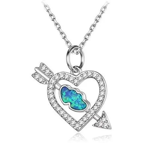 DMOMSA Sapphire Blue Cute Arrow Heart Pendant Necklace Jewelry Gift, Suitable for Ladies Gifts for Birthday Party Anniversary Valentines Day DMOMSA Sapphire Blue Cute Arrow Heart Pendant Necklace Jewelry Gift, Suitable for Ladies Gifts for Birthday Party Anniversary Valentines Day