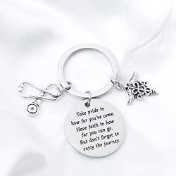 FUSTMW PA Keychain Physicians Assistant Graduation Gifts Doctor Assistant Gifts Stethoscope Key chain Medical Caduceus PA Charm Ceremony Jewelry Take Pride in How Far You Have Come