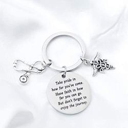 FUSTMW PA Keychain Physicians Assistant Graduation Gifts Doctor Assistant Gifts Stethoscope Key chain Medical Caduceus PA Charm Ceremony Jewelry Take Pride in How Far You Have Come